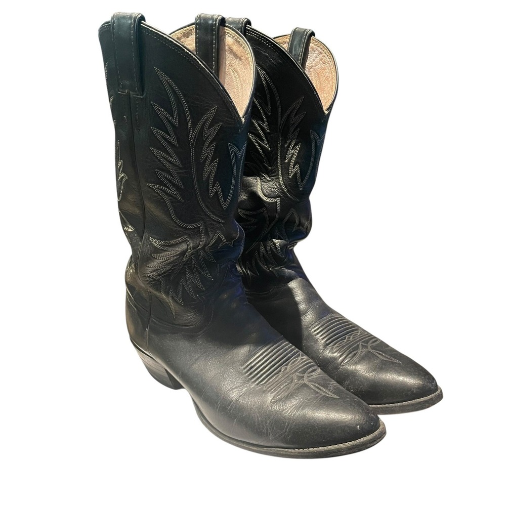 Justin Boots Black Western Cowboy Boots - Picture 4 of 9